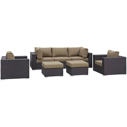 Convene 7 Piece Outdoor Patio Sectional Set - Espresso Mocha