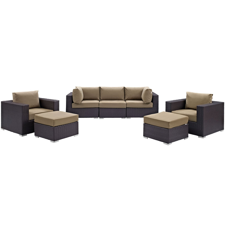 Convene 7 Piece Outdoor Patio Sectional Set - Espresso Mocha