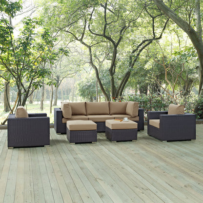 Convene 7 Piece Outdoor Patio Sectional Set - Espresso Mocha