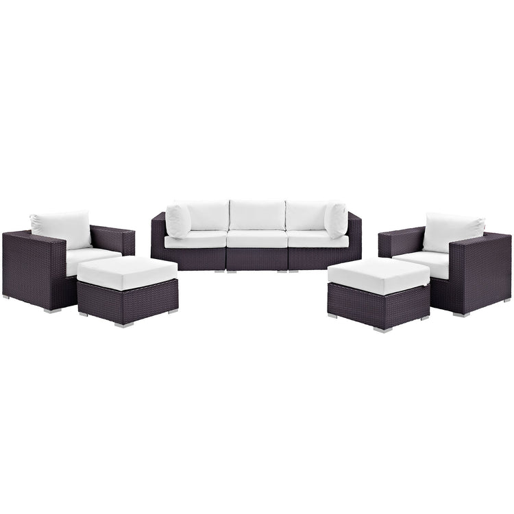 Convene 7 Piece Outdoor Patio Sectional Set - Espresso White