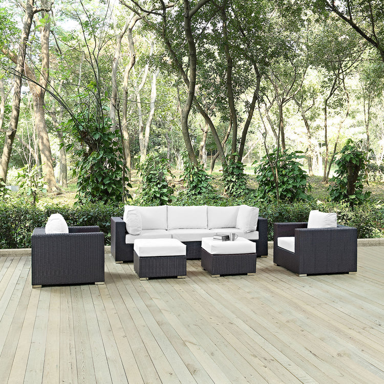 Convene 7 Piece Outdoor Patio Sectional Set - Espresso White