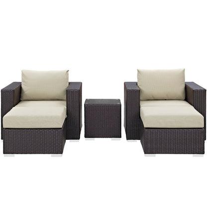 Convene 5 Piece Outdoor Patio Sectional Set - Espresso Beige