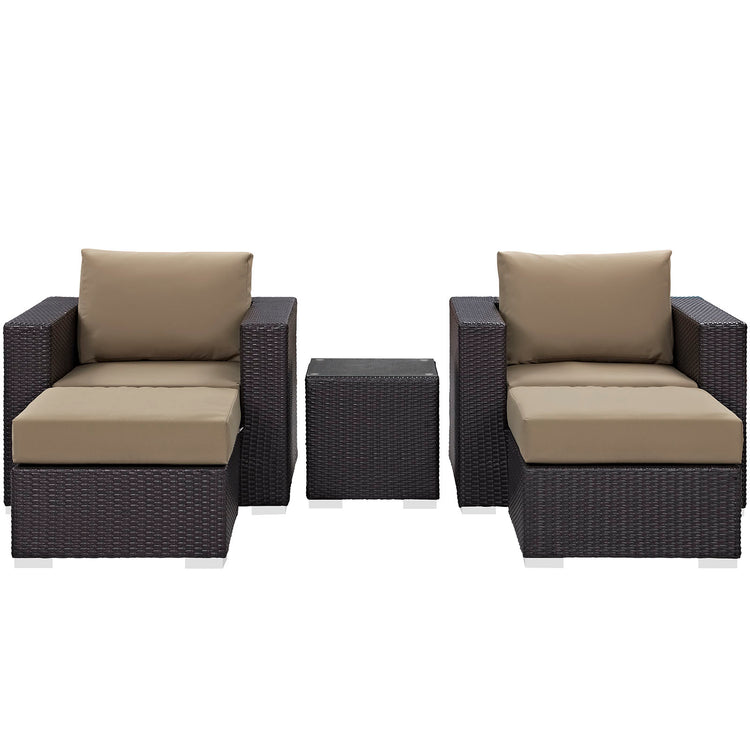 Convene 5 Piece Outdoor Patio Sectional Set - Espresso Mocha