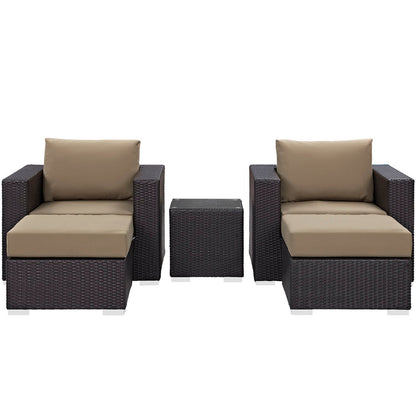 Convene 5 Piece Outdoor Patio Sectional Set - Espresso Mocha