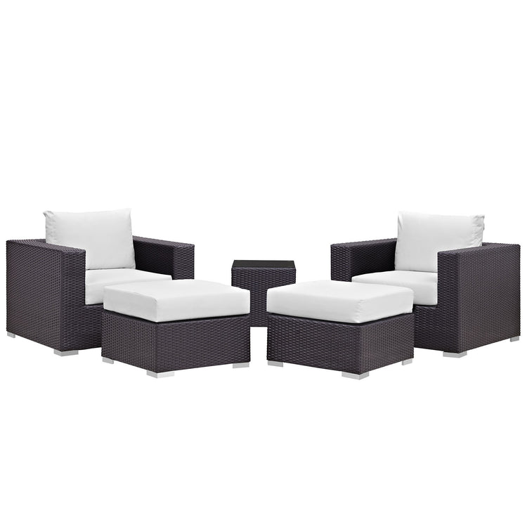 Convene 5 Piece Outdoor Patio Sectional Set - Espresso White