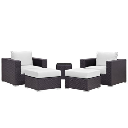 Convene 5 Piece Outdoor Patio Sectional Set - Espresso White