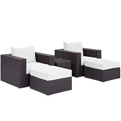 Convene 5 Piece Outdoor Patio Sectional Set - Espresso White