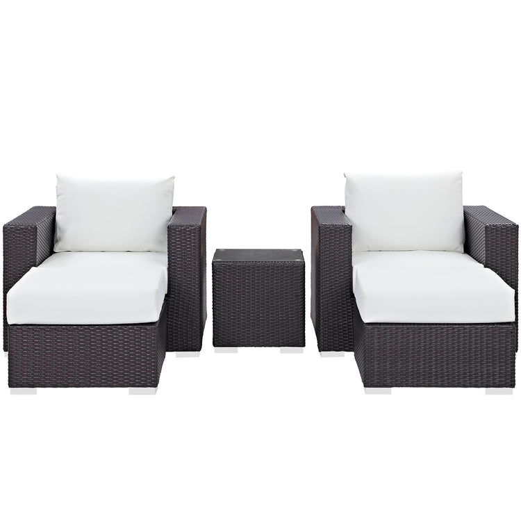 Convene 5 Piece Outdoor Patio Sectional Set - Espresso White