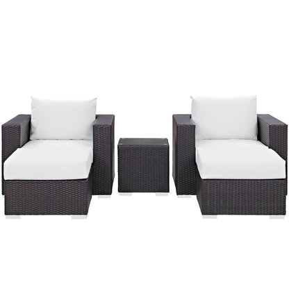 Convene 5 Piece Outdoor Patio Sectional Set - Espresso White