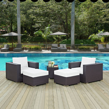 Convene 5 Piece Outdoor Patio Sectional Set - Espresso White