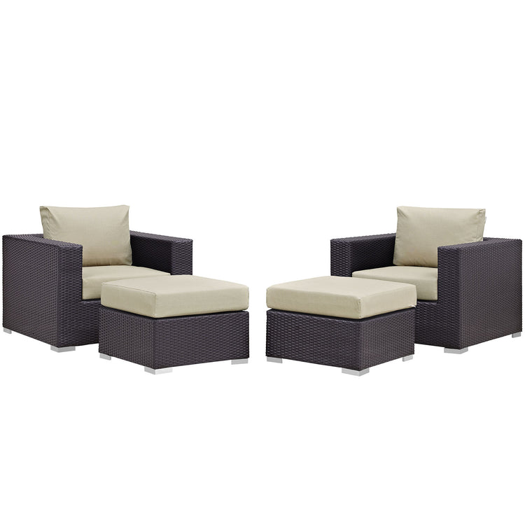 Convene 4 Piece Outdoor Patio Sectional Set - Espresso Beige