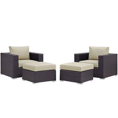 Convene 4 Piece Outdoor Patio Sectional Set - Espresso Beige