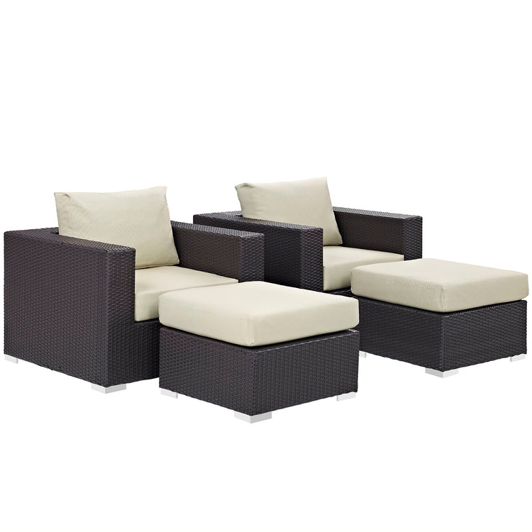 Convene 4 Piece Outdoor Patio Sectional Set - Espresso Beige