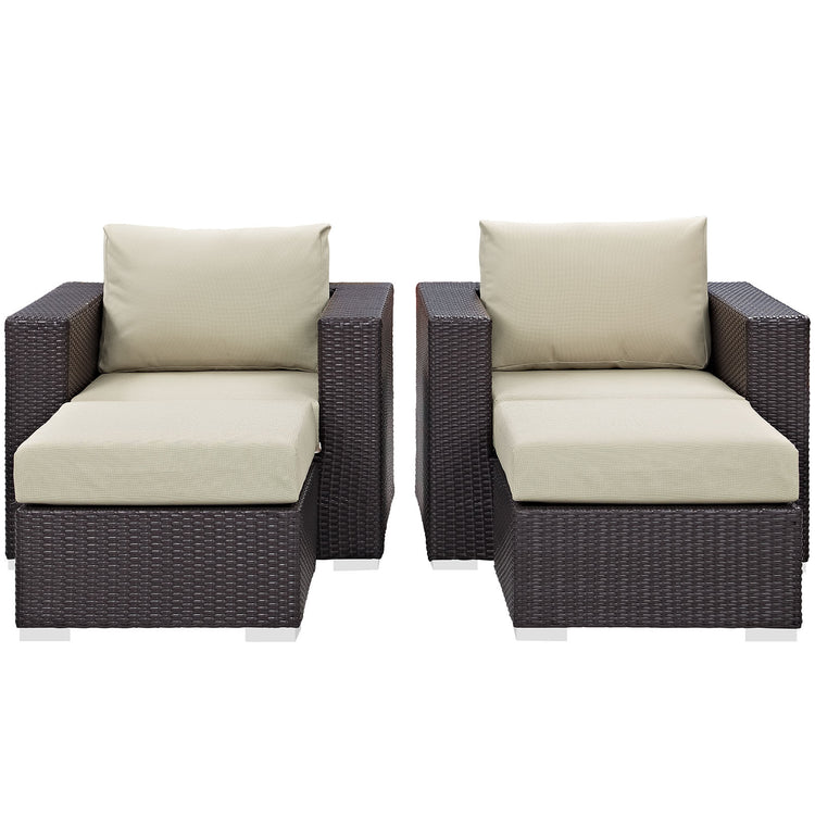 Convene 4 Piece Outdoor Patio Sectional Set - Espresso Beige