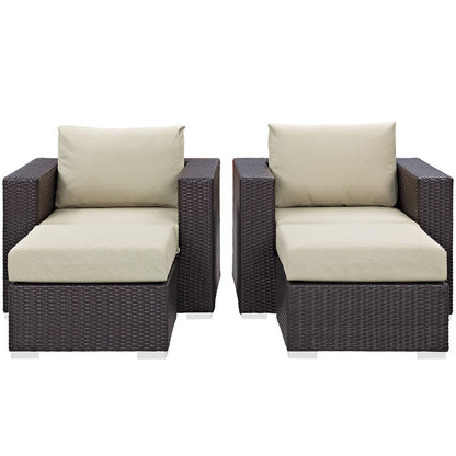 Convene 4 Piece Outdoor Patio Sectional Set - Espresso Beige