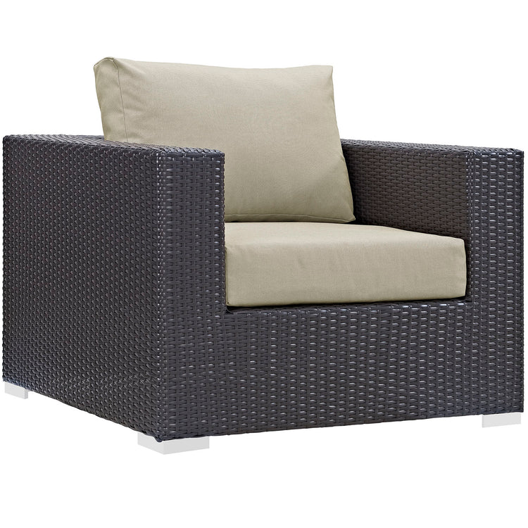 Convene 4 Piece Outdoor Patio Sectional Set - Espresso Beige