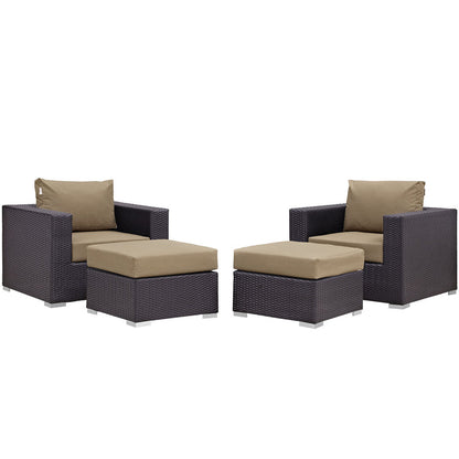 Convene 4 Piece Outdoor Patio Sectional Set - Espresso Mocha