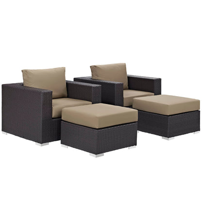 Convene 4 Piece Outdoor Patio Sectional Set - Espresso Mocha