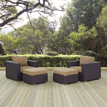 Convene 4 Piece Outdoor Patio Sectional Set - Espresso Mocha