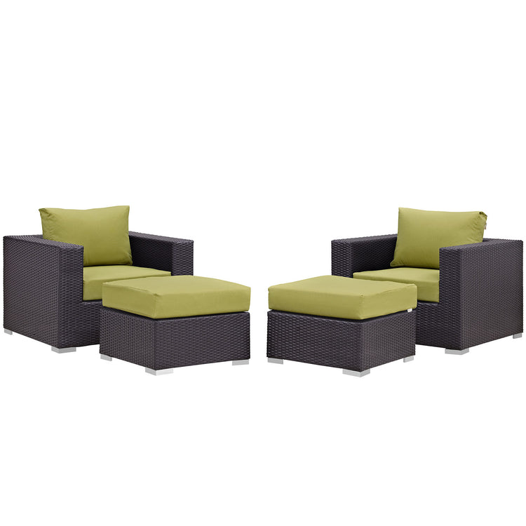 Convene 4 Piece Outdoor Patio Sectional Set - Espresso Peridot