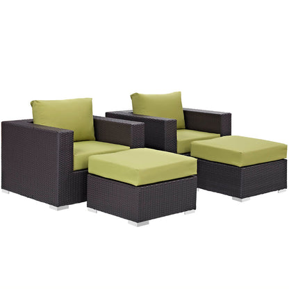 Convene 4 Piece Outdoor Patio Sectional Set - Espresso Peridot