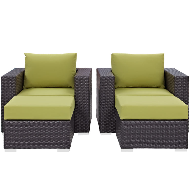 Convene 4 Piece Outdoor Patio Sectional Set - Espresso Peridot