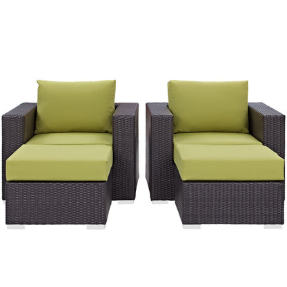 Convene 4 Piece Outdoor Patio Sectional Set - Espresso Peridot