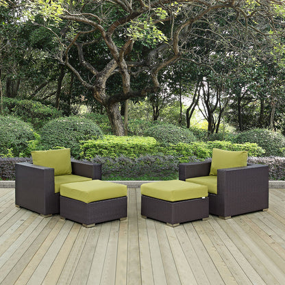 Convene 4 Piece Outdoor Patio Sectional Set - Espresso Peridot