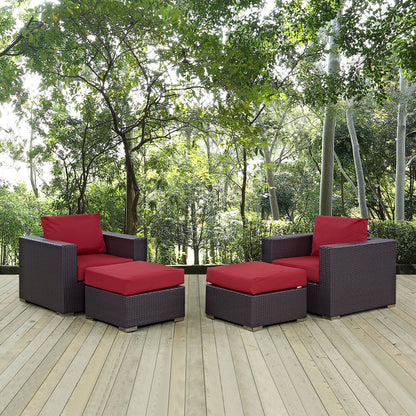 Convene 4 Piece Outdoor Patio Sectional Set - Espresso Red