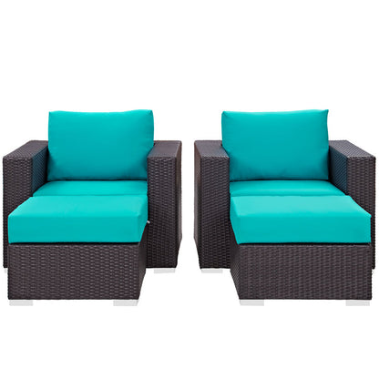 Convene 4 Piece Outdoor Patio Sectional Set - Espresso Turquoise