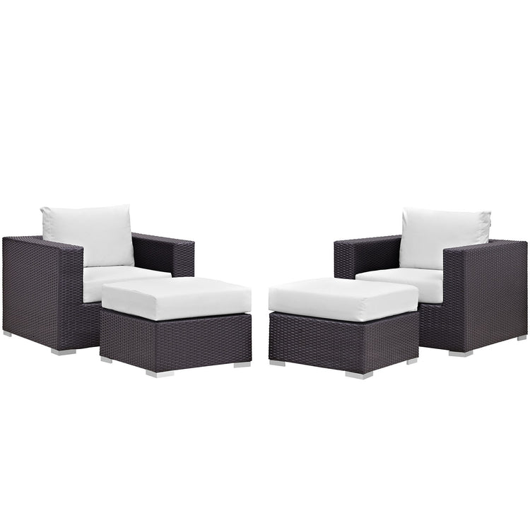 Convene 4 Piece Outdoor Patio Sectional Set - Espresso White