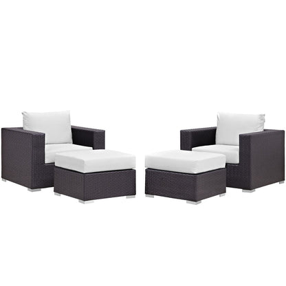 Convene 4 Piece Outdoor Patio Sectional Set - Espresso White