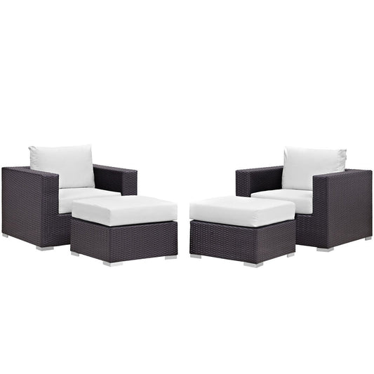 Convene 4 Piece Outdoor Patio Sectional Set - Espresso White