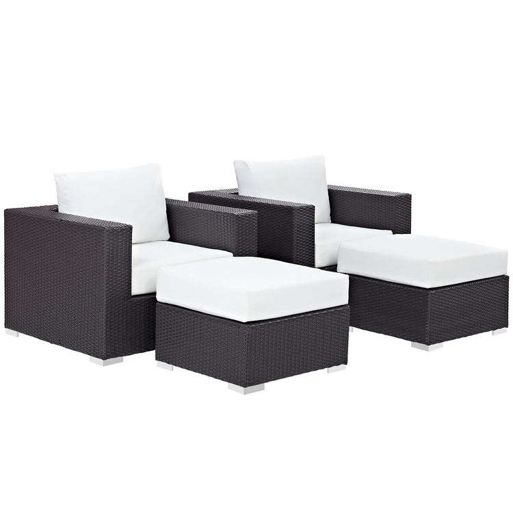 Convene 4 Piece Outdoor Patio Sectional Set - Espresso White