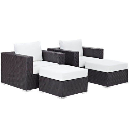 Convene 4 Piece Outdoor Patio Sectional Set - Espresso White