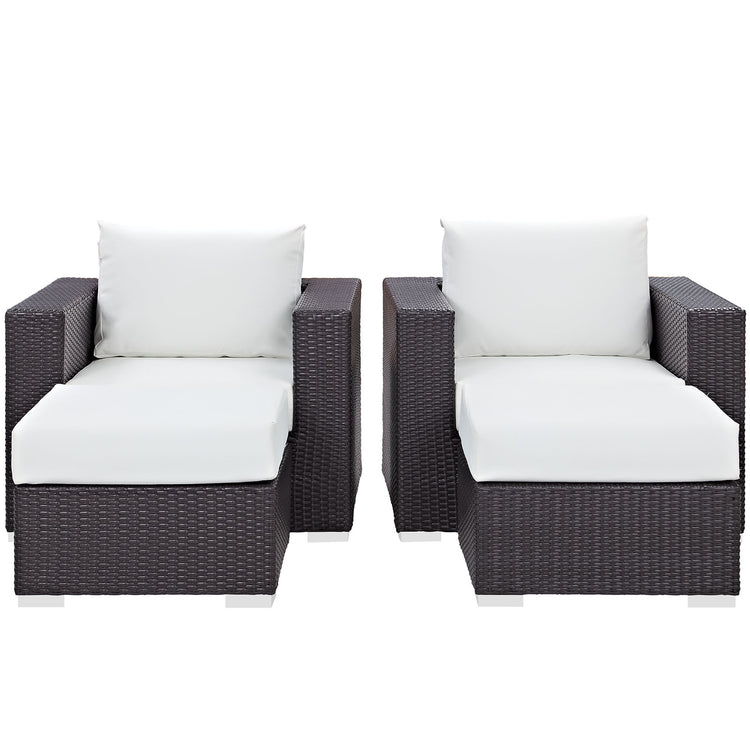 Convene 4 Piece Outdoor Patio Sectional Set - Espresso White