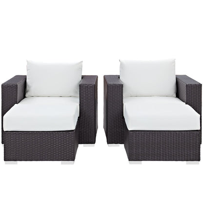 Convene 4 Piece Outdoor Patio Sectional Set - Espresso White