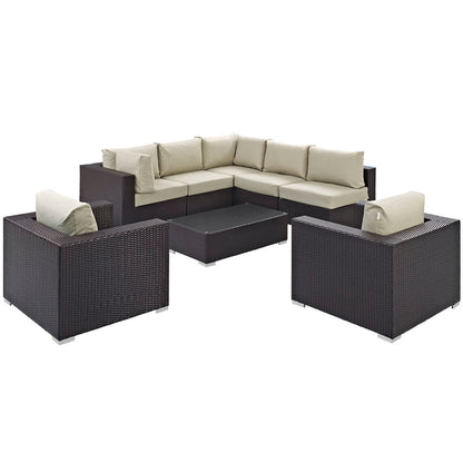Convene 8 Piece Outdoor Patio Sectional Set - Espresso Beige