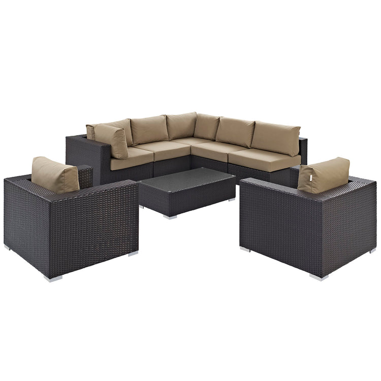 Convene 8 Piece Outdoor Patio Sectional Set - Espresso Mocha