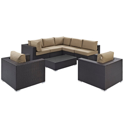 Convene 8 Piece Outdoor Patio Sectional Set - Espresso Mocha