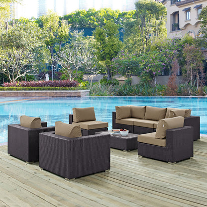 Convene 8 Piece Outdoor Patio Sectional Set - Espresso Mocha