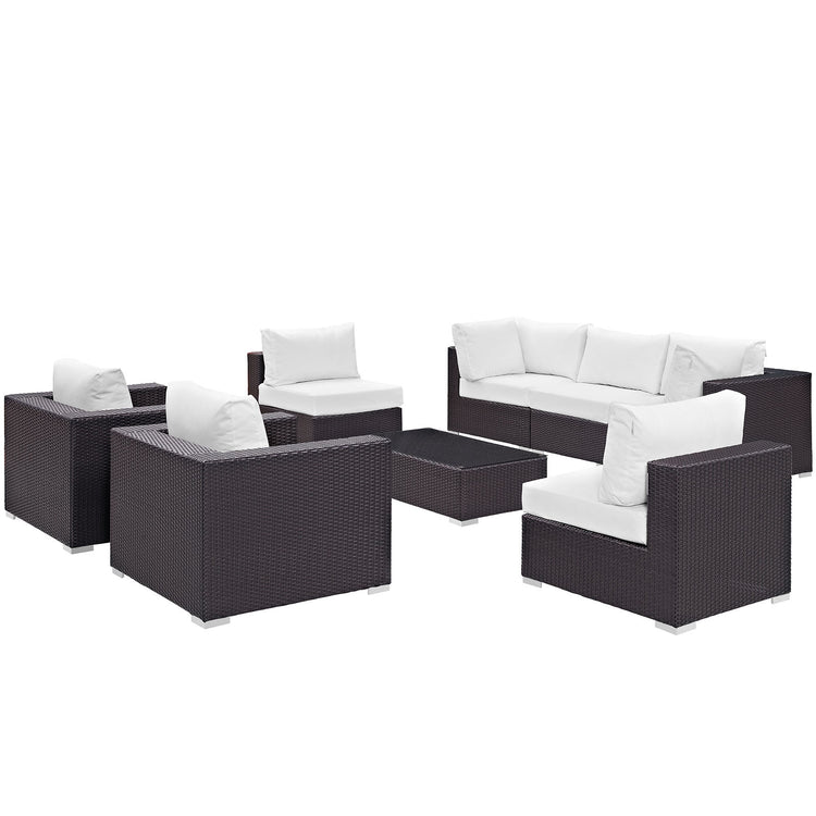 Convene 8 Piece Outdoor Patio Sectional Set - Espresso White