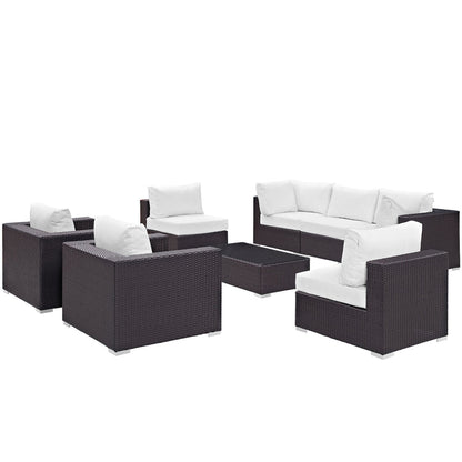 Convene 8 Piece Outdoor Patio Sectional Set - Espresso White