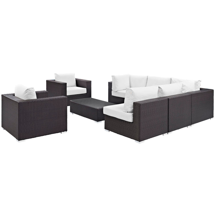 Convene 8 Piece Outdoor Patio Sectional Set - Espresso White