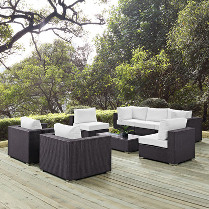 Convene 8 Piece Outdoor Patio Sectional Set - Espresso White