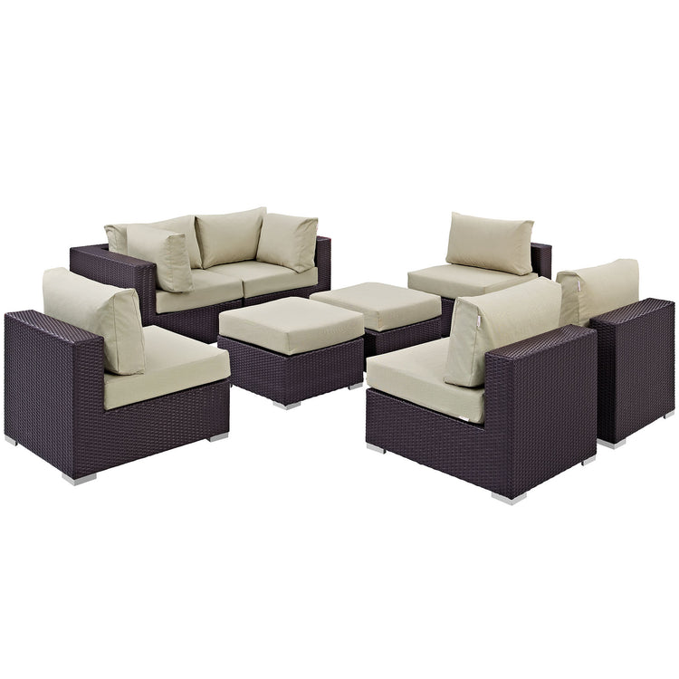 Convene 8 Piece Outdoor Patio Sectional Set - Espresso Beige