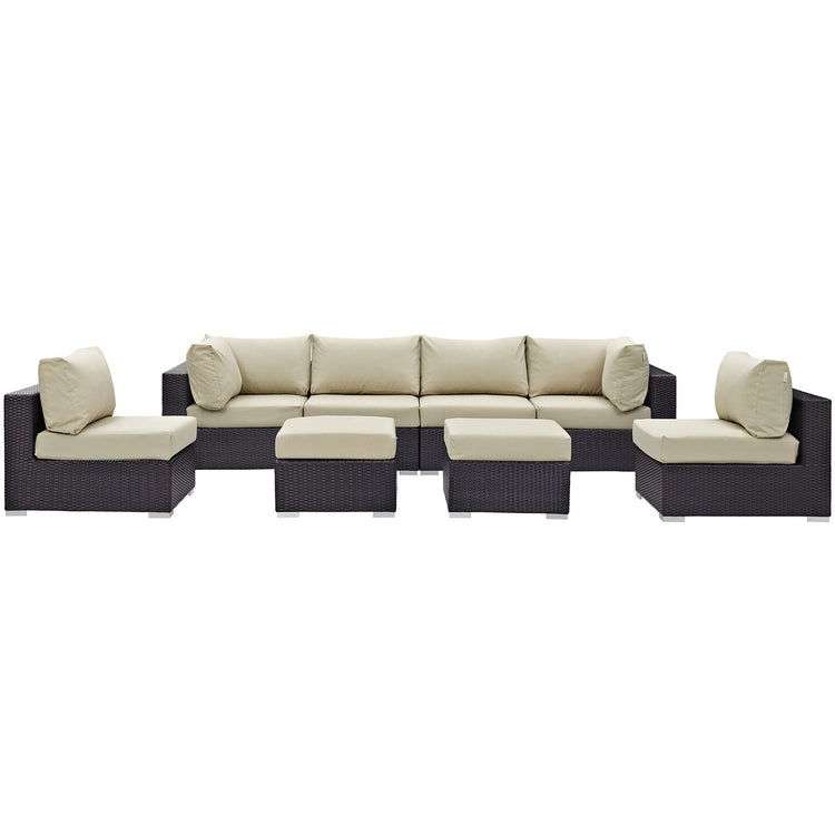Convene 8 Piece Outdoor Patio Sectional Set - Espresso Beige