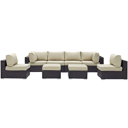 Convene 8 Piece Outdoor Patio Sectional Set - Espresso Beige