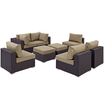 Convene 8 Piece Outdoor Patio Sectional Set - Espresso Mocha