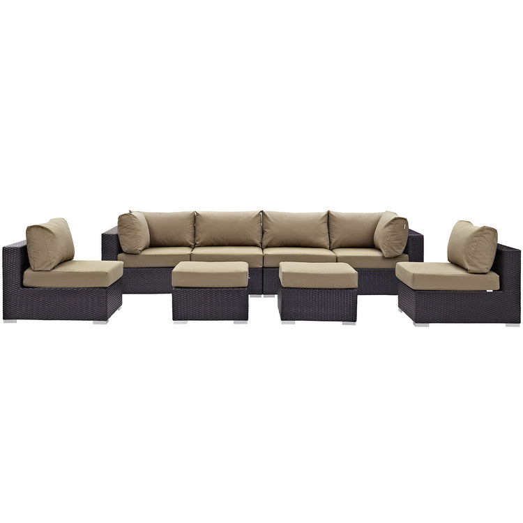 Convene 8 Piece Outdoor Patio Sectional Set - Espresso Mocha